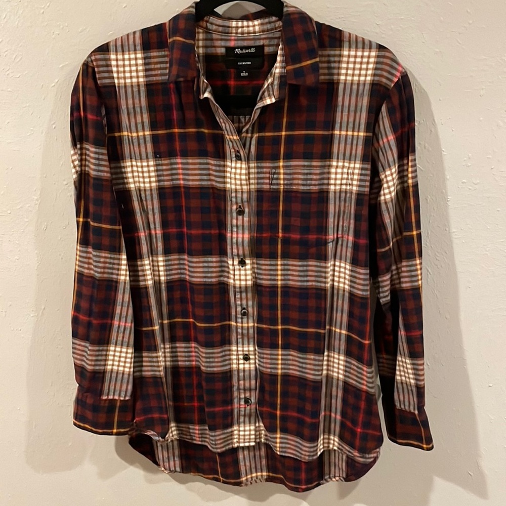 Madewell Oversized Button Down Plaid Shirt Size Small